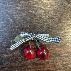 2 for $10 Cherry hair clip with Gingham Bow